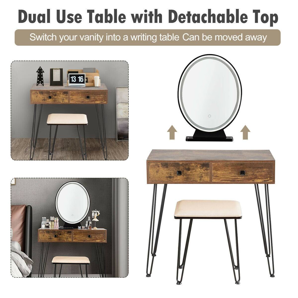 Dual Use Table with Detachable Top
Switch your vanity into a writing table
Can be moved away