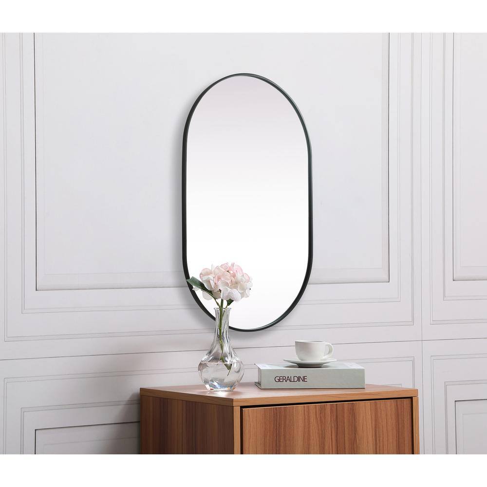 Alt View 5. Elegant Decor - Metal Frame Oval Mirror 30x48 Inch in Black - Black.