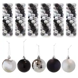 Sunnydaze - Modern Holiday 300-Piece Ornament Set - 63.5 mm - Black