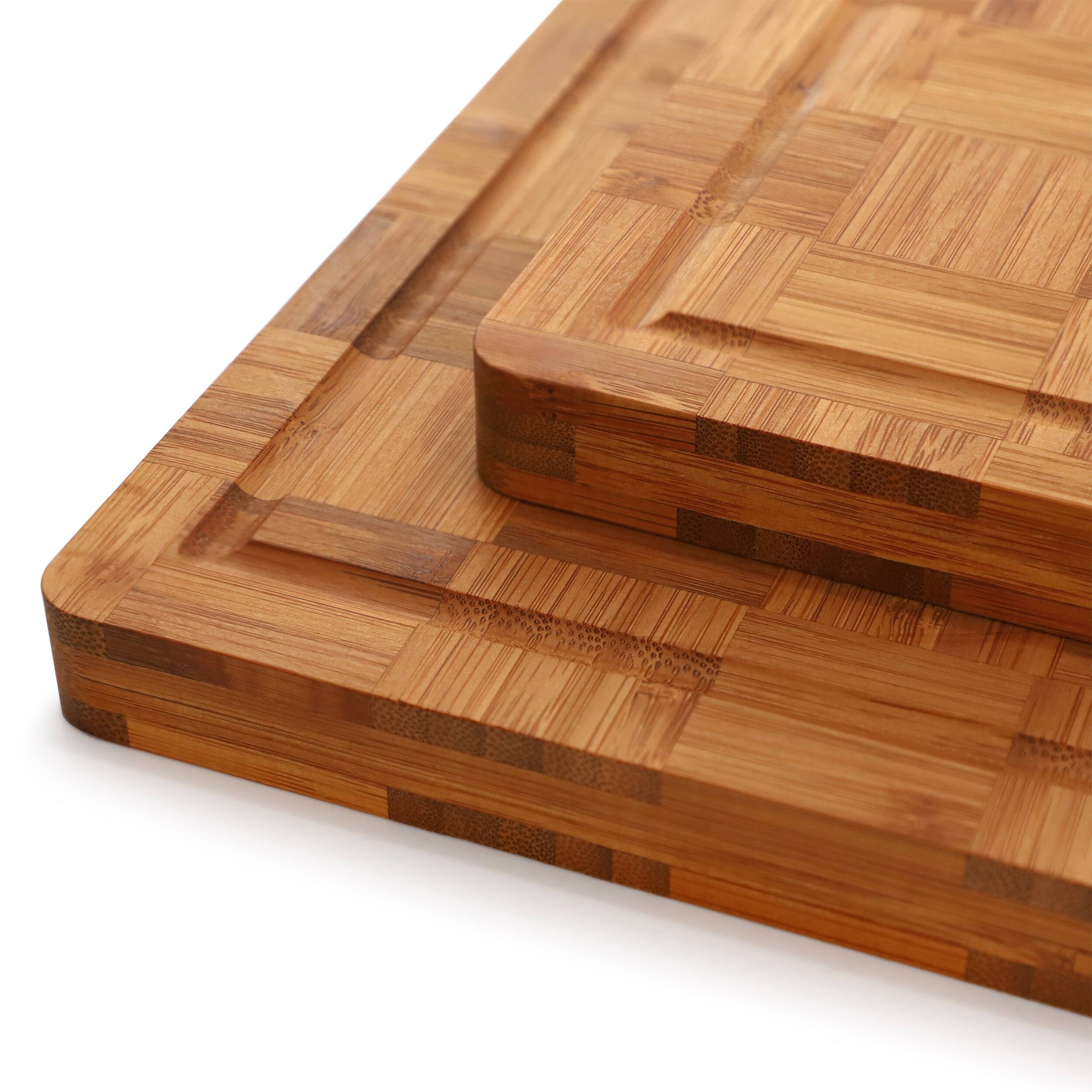 Alt View 2. MegaChef - MegaChef 3 Piece Bamboo Checkered Pattern Cutting Board Set with Storage Holder - Brown.
