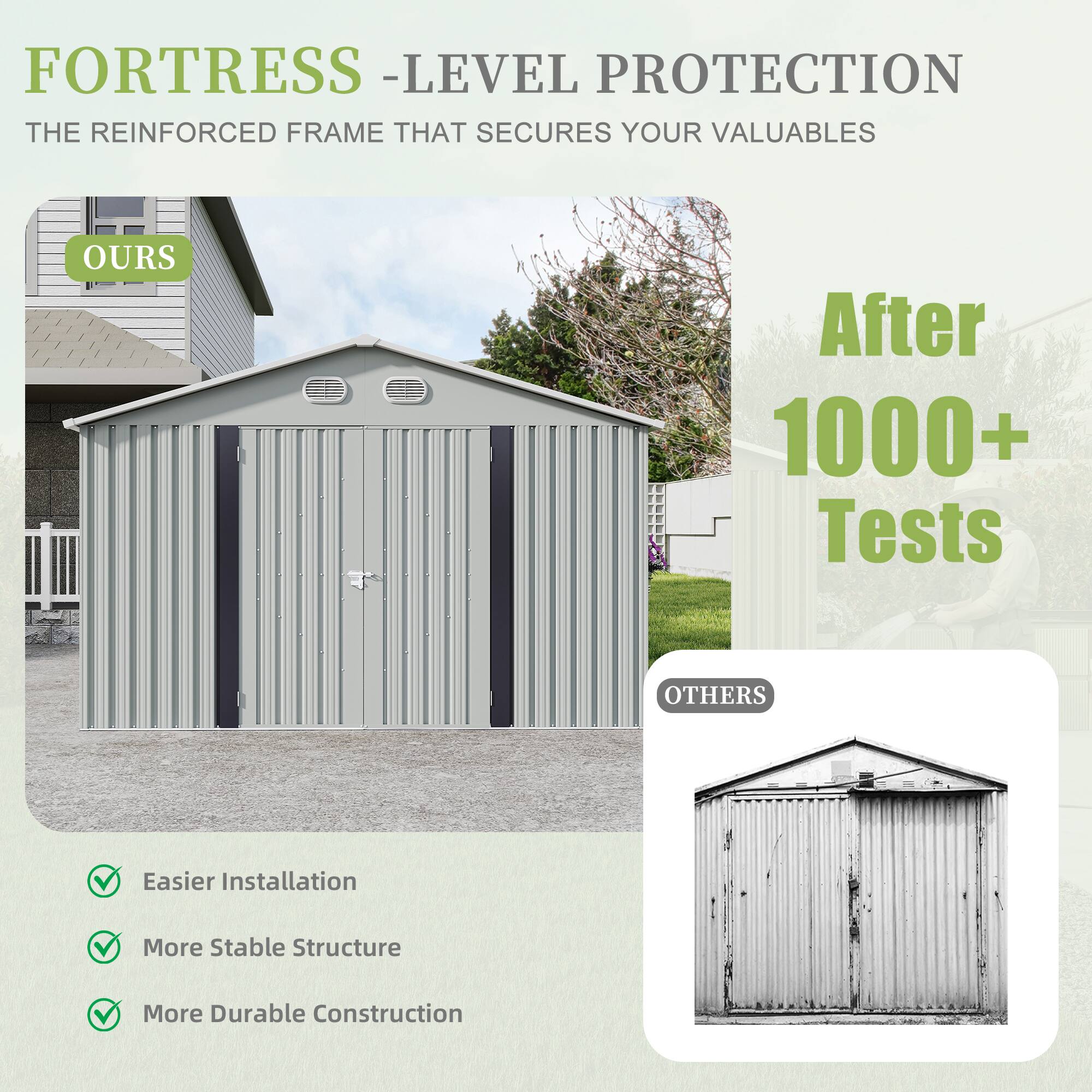 FORTRESS -LEVEL PROTECTION  
THE REINFORCED FRAME THAT SECURES YOUR VALUABLES  

OURS  
After 1000+ Tests  

Easier Installation  
More Stable Structure  
More Durable Construction  

OTHERS