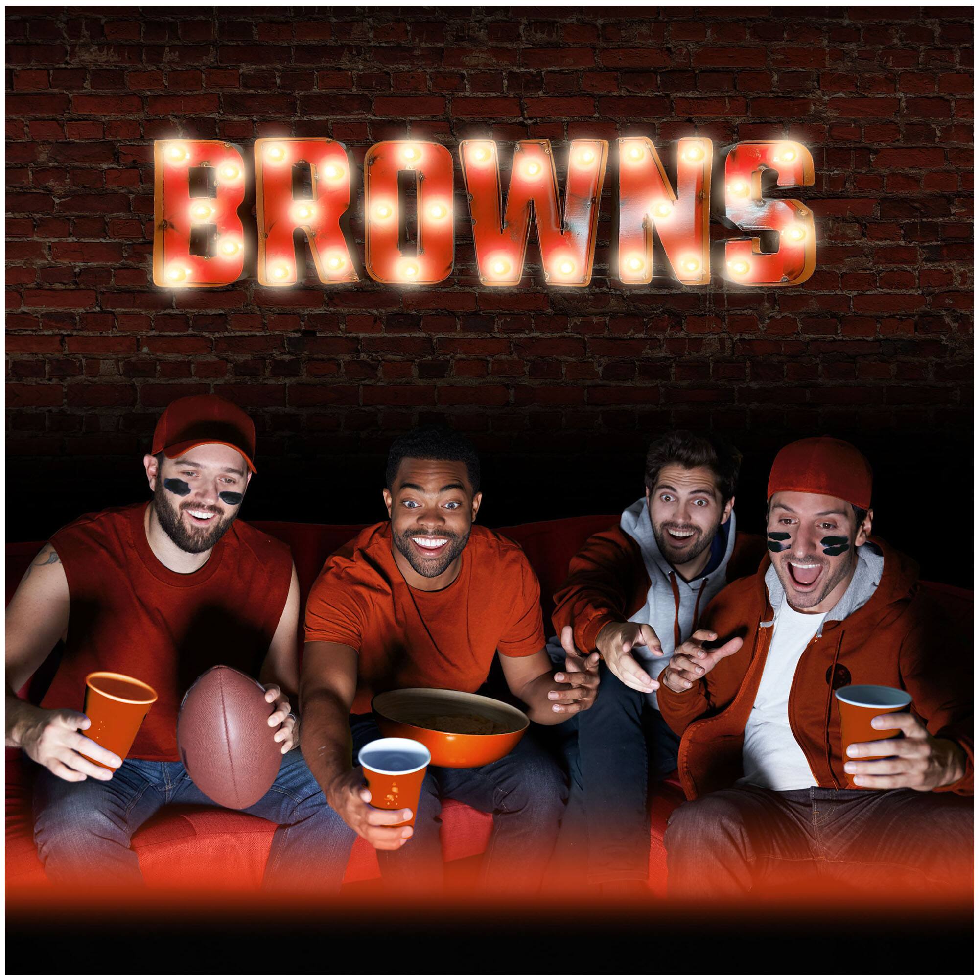 Alt View 2. Imperial - Cleveland Browns 9'' x 41.5'' Lighted Recycled Metal Sign - Multicolor.