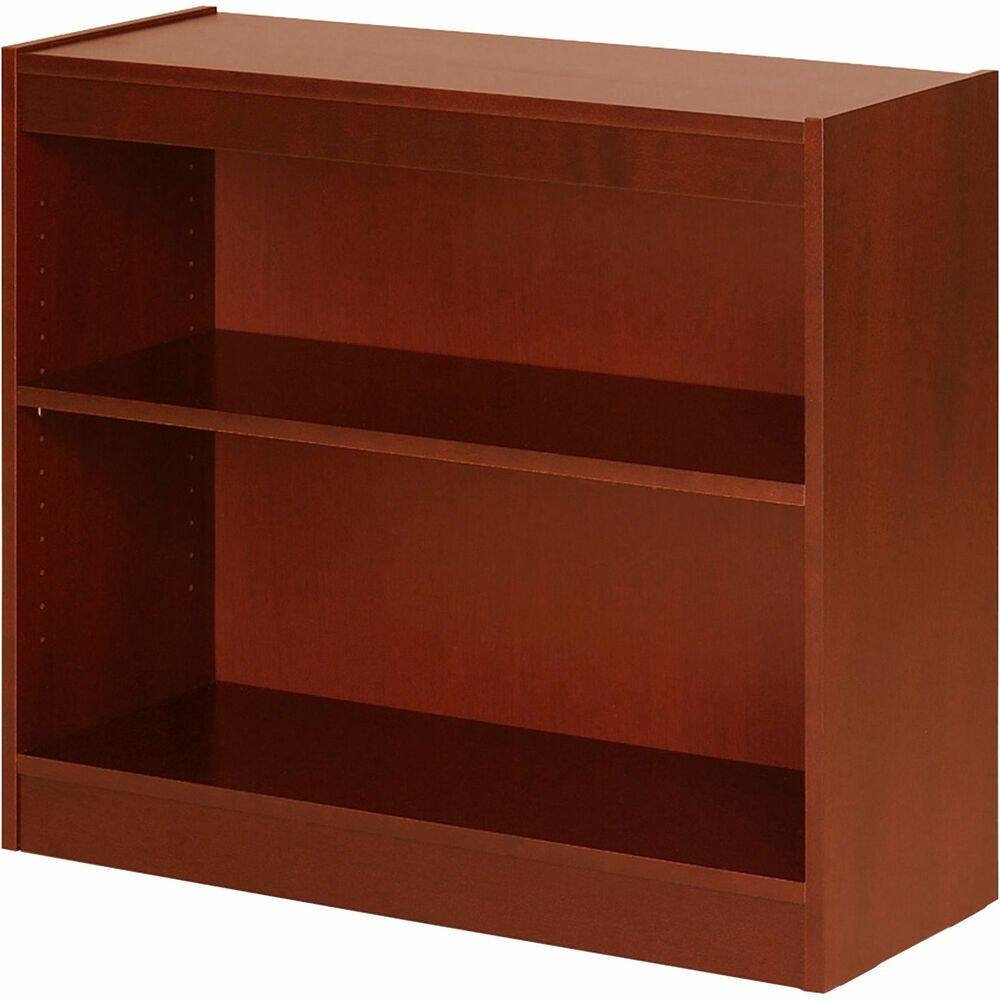 Front. Lorell - Lorell Panel End Hardwood Veneer Bookcase 30" H x 36" W x 12" D x 0.7" Thickness 2 Shelve - Red|Cherry.