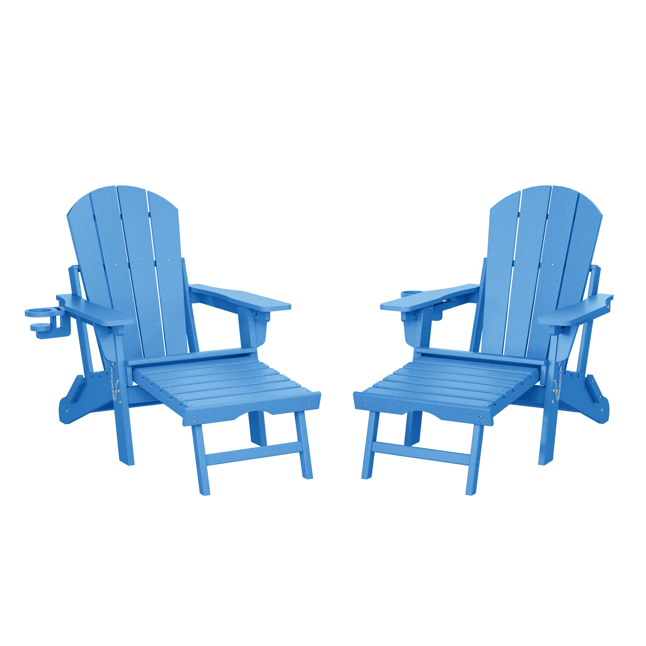 WestinTrends - Malibu Folding Adjustable Adirondack Chair with Retractable Ottoman and Cup Holder (Set of 2) - Pacific Blue price history on PriceWatchPro