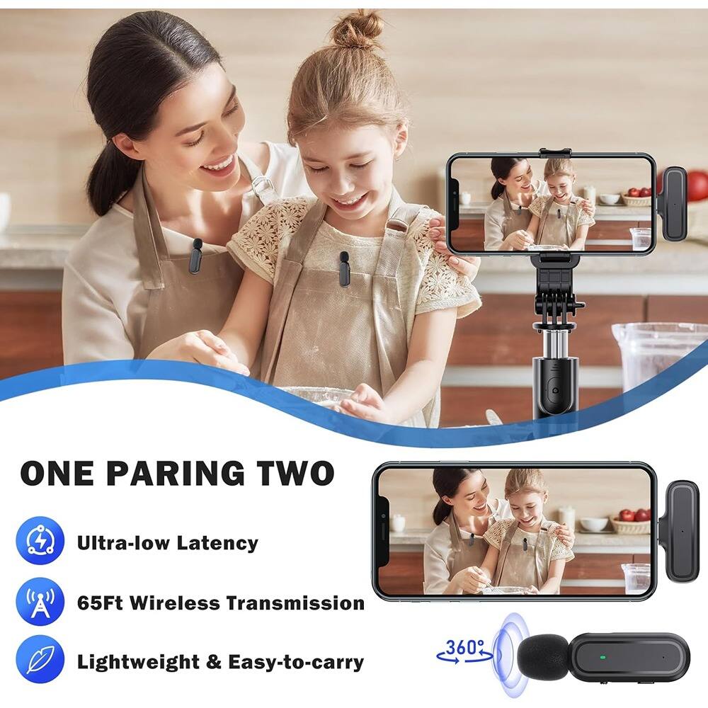 Alt View 3. MOSZAR LLC - Wireless Clip-On Microphone – Noise-Reducing Lapel Mic with Charging Case.