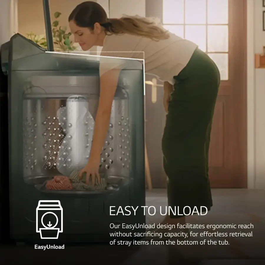 EasyUnload: Easy to Unload Our EasyUnload design facilitates ergonomic reach without sacrificing capacity, for effortless retrieval of stray items from the bottom of the tub.