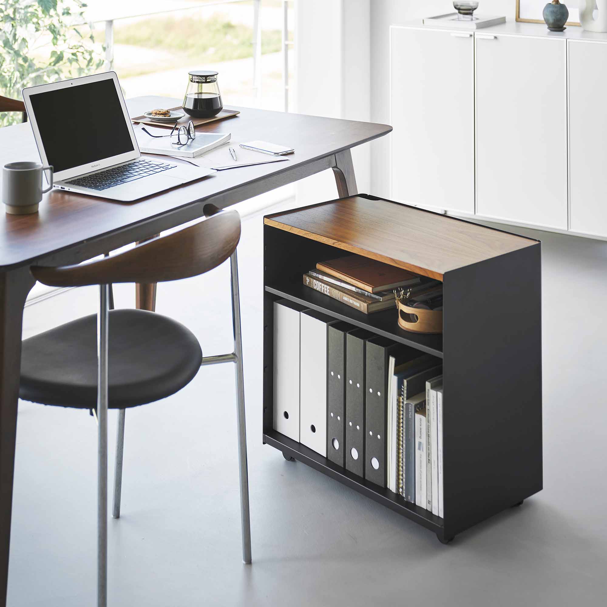 Alt View 10. Yamazaki Home - Mobile Hideaway Storage Cart (23" H) - Steel + Wood - White.