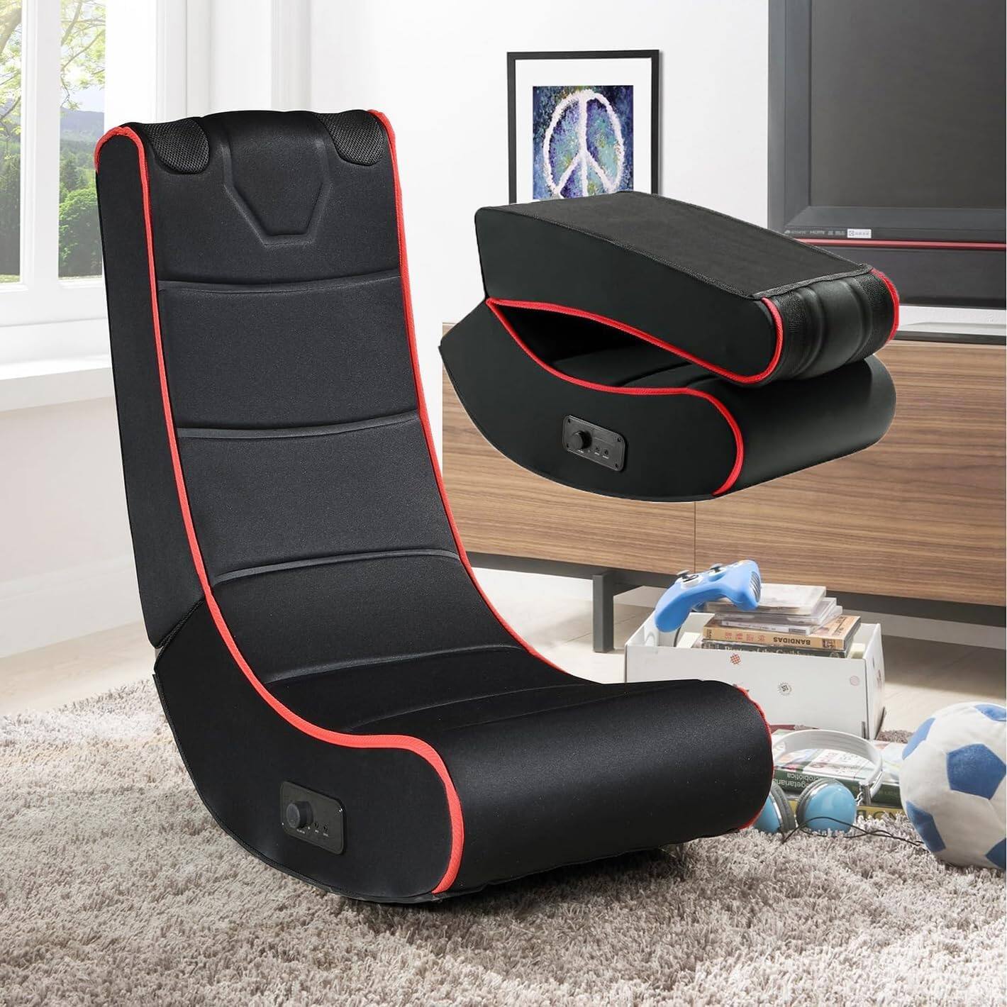 Alt View 1. MOOSOO - Video Gaming Chair, Floor Rocking Chair with Built-in 2 Speakers For Watching TV, Reading, Playing Video Games - Black.