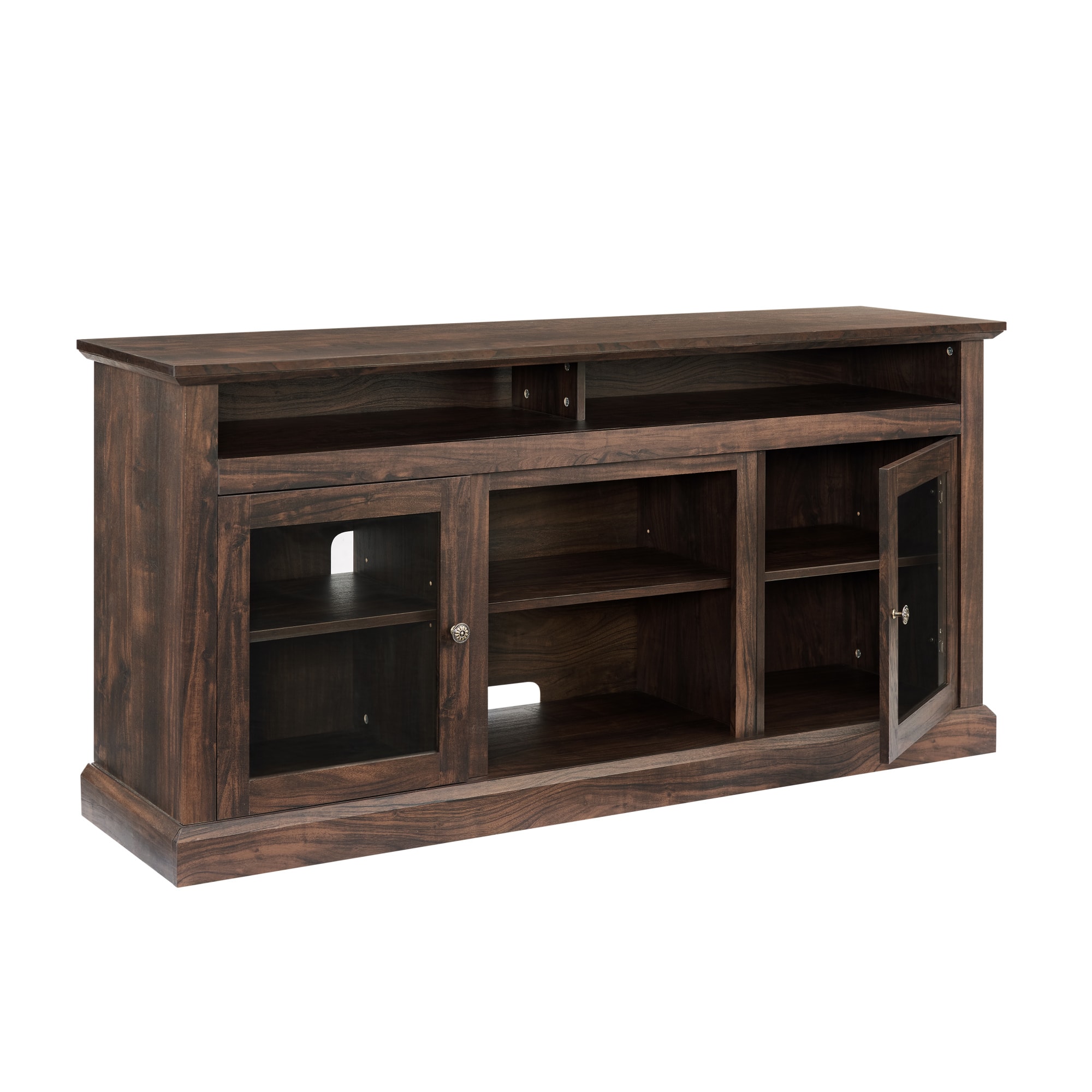 GOODSILO - Modern TV Stand Entertainment Center Media Console with Glass Doors for Living Room Large Capacity Storage - Brown
