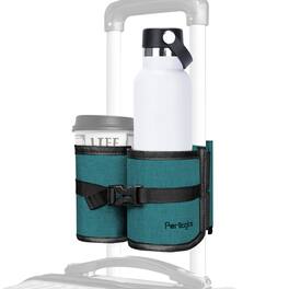 Perilogics - Luggage Travel Cup Holder – Dual Drink Holder with Storage, Great Gift for Travelers and Flight Attendants - Teal