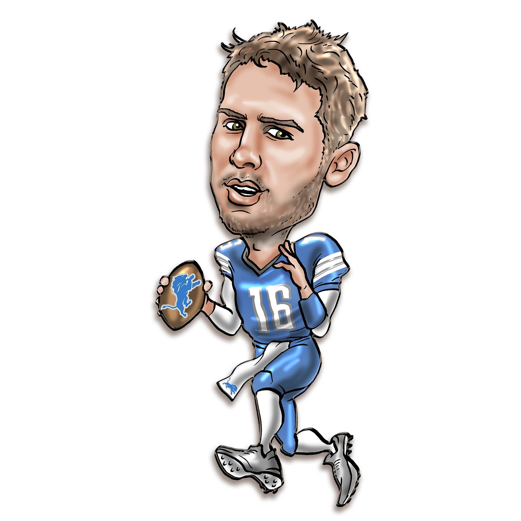 Jared Goff Detroit Lions Metal Caricature Wall Art