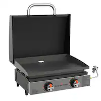 Blackstone - Original 22-in. Countertop Outdoor Griddle with Hood and Omnivore Plate - Black - Angle_Zoom