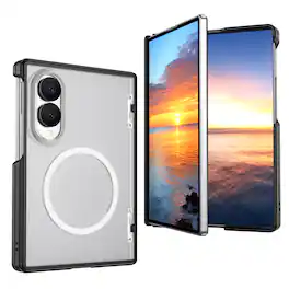 Dteck - Magnetic Matte Case for Samsung Galaxy Z Fold8 with Hinge Protection,Slim Hard PC Back Cover,No Front Frame Shell - Matteblack