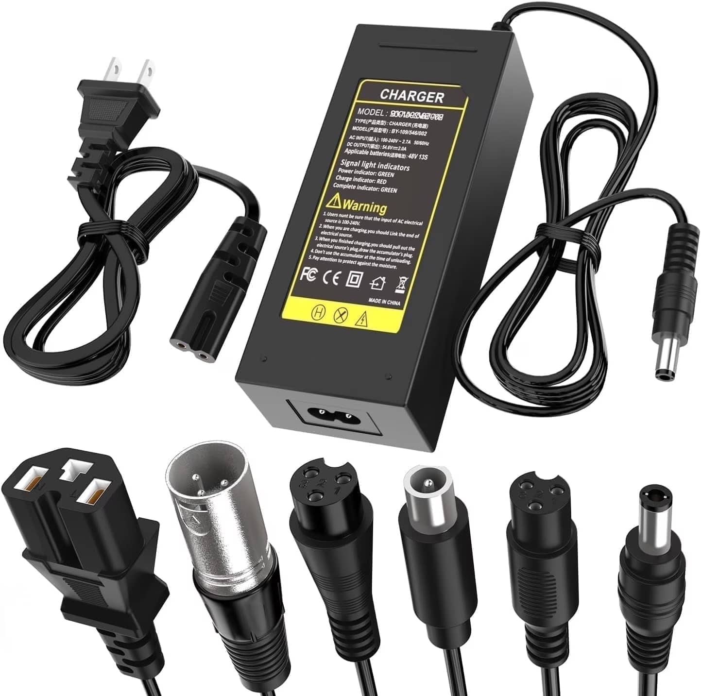 CHARGER MODEL: SDC-CHARGER-0008  
CHARGE MODEL: P7-108/346-062 A A  
2.TM - N E MarmA Application  
Input: 100-240V AC 50/60Hz  
Output: 45V 15A  
Signal light indicators: 45V 115  
Power Indicator: RED  
Charge Indicator: GREEN  
Complete Indicator: GREEN  
Warning:  
1. Before charging, make sure the input AC electrical outlet is safe and reliable.  
2. When charging, you should not touch the end of the plug.  
3. When charging, you should not pull the plug out of the socket.  
4. When charging, you should not touch the plug against the socket.  
5. When charging, you should not touch the plug against the socket.  
Attention:  
1. Do not use the charger if the plug is damaged.  
2. Do not use the charger if the plug is damaged.  
3. Do not use the charger if the plug is damaged.  
4. Do not use the charger if the plug is damaged.  
5. Do not use