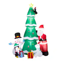 Winado - 7.5 FT Christmas Inflatable Christmas Tree with Santa and Snowman Decoration for Outdoor Holiday Party - Multicolor