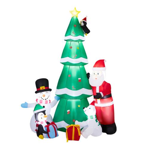 Front. Winado - 7.5 FT Christmas Inflatable Christmas Tree with Santa and Snowman Decoration for Outdoor Holiday Party - Multicolor.