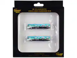 Cobus 3000 Passenger Bus White and Blue w/Graphics "US Airways Shuttle" Set "Gemini 200" Diecast Models by GeminiJets
