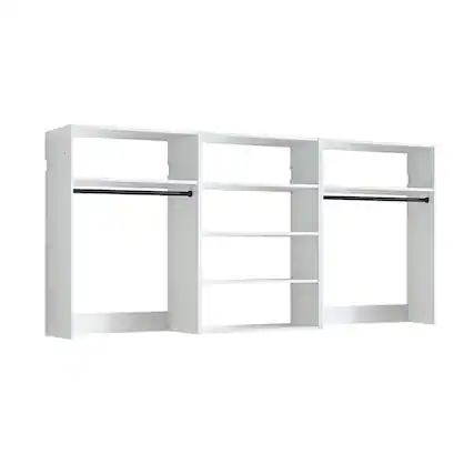 Front. Manhattan Lane - Vedz Walk in Closet w 2 Drawers, 6 Shelves, 2 Hanging Rods, White Wood - White.