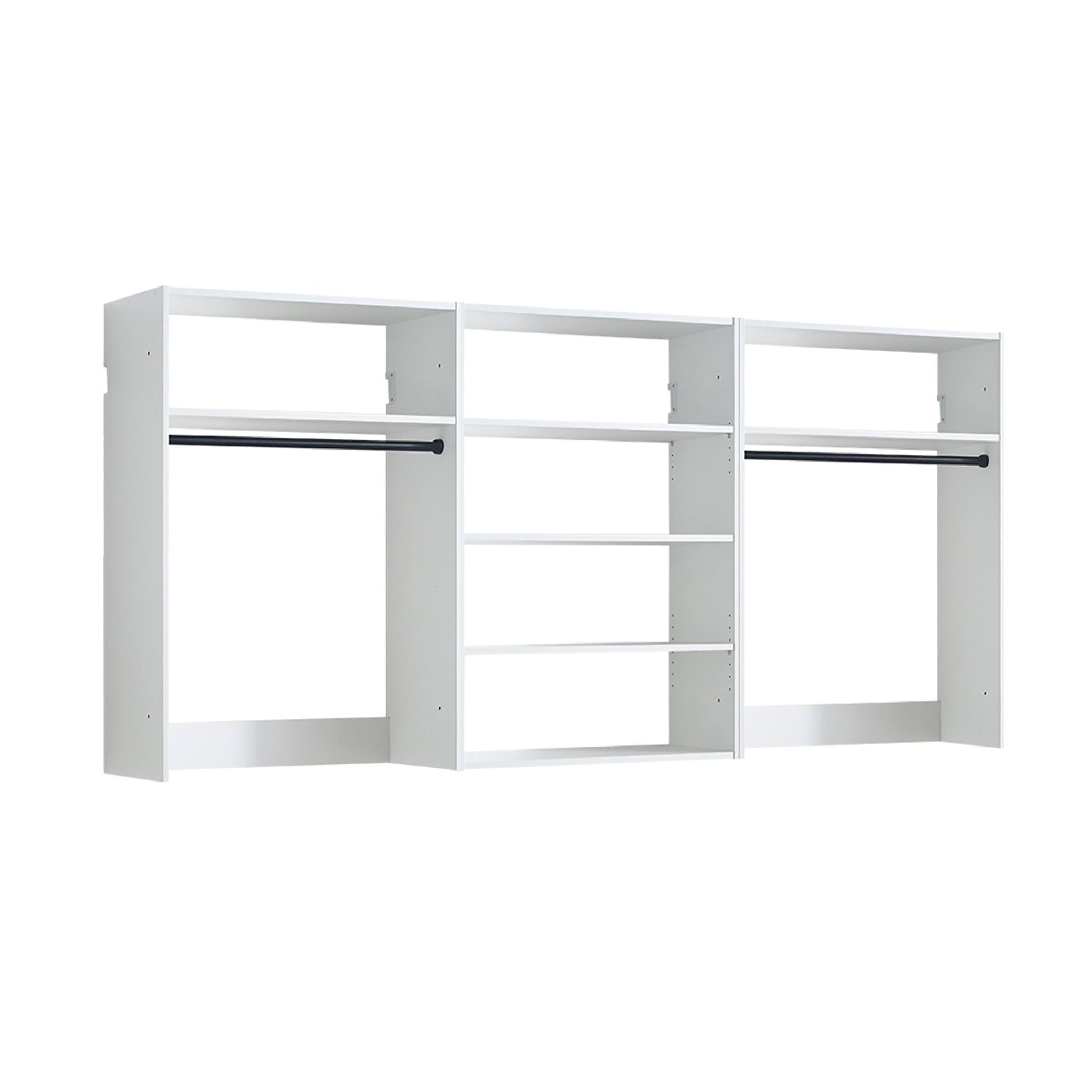 Front. Manhattan Lane - Vedz Walk in Closet w 2 Drawers, 6 Shelves, 2 Hanging Rods, White Wood - White.