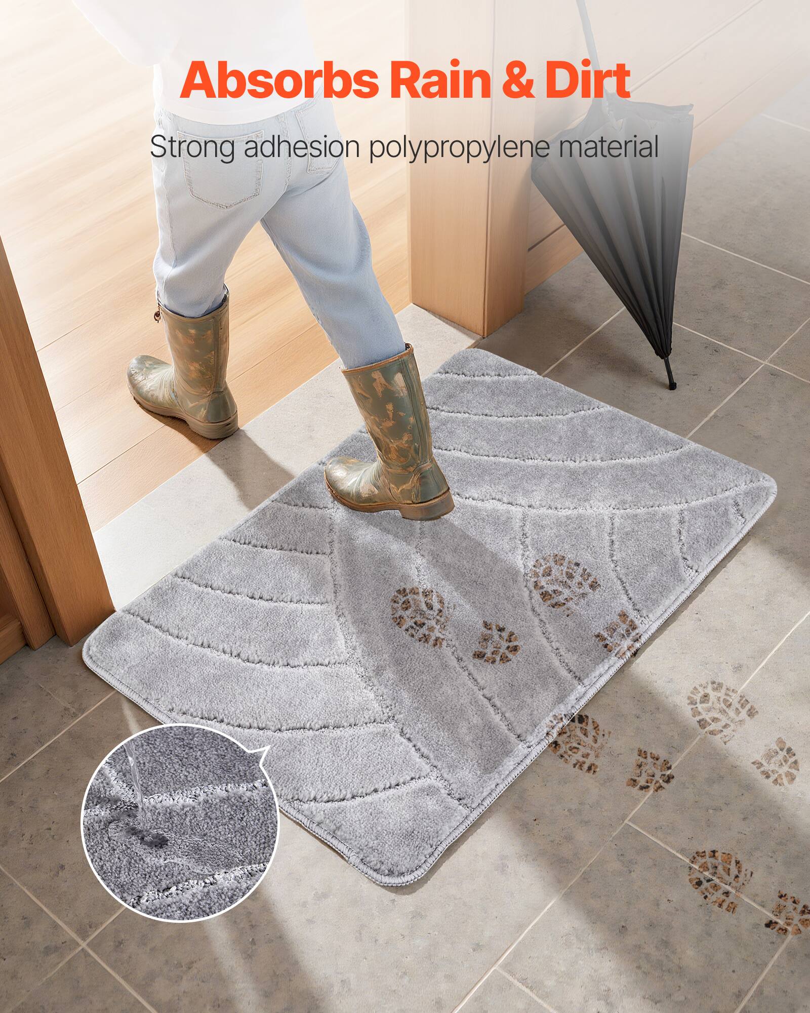 Absorbs Rain & Dirt  
Strong adhesion polypropylene material