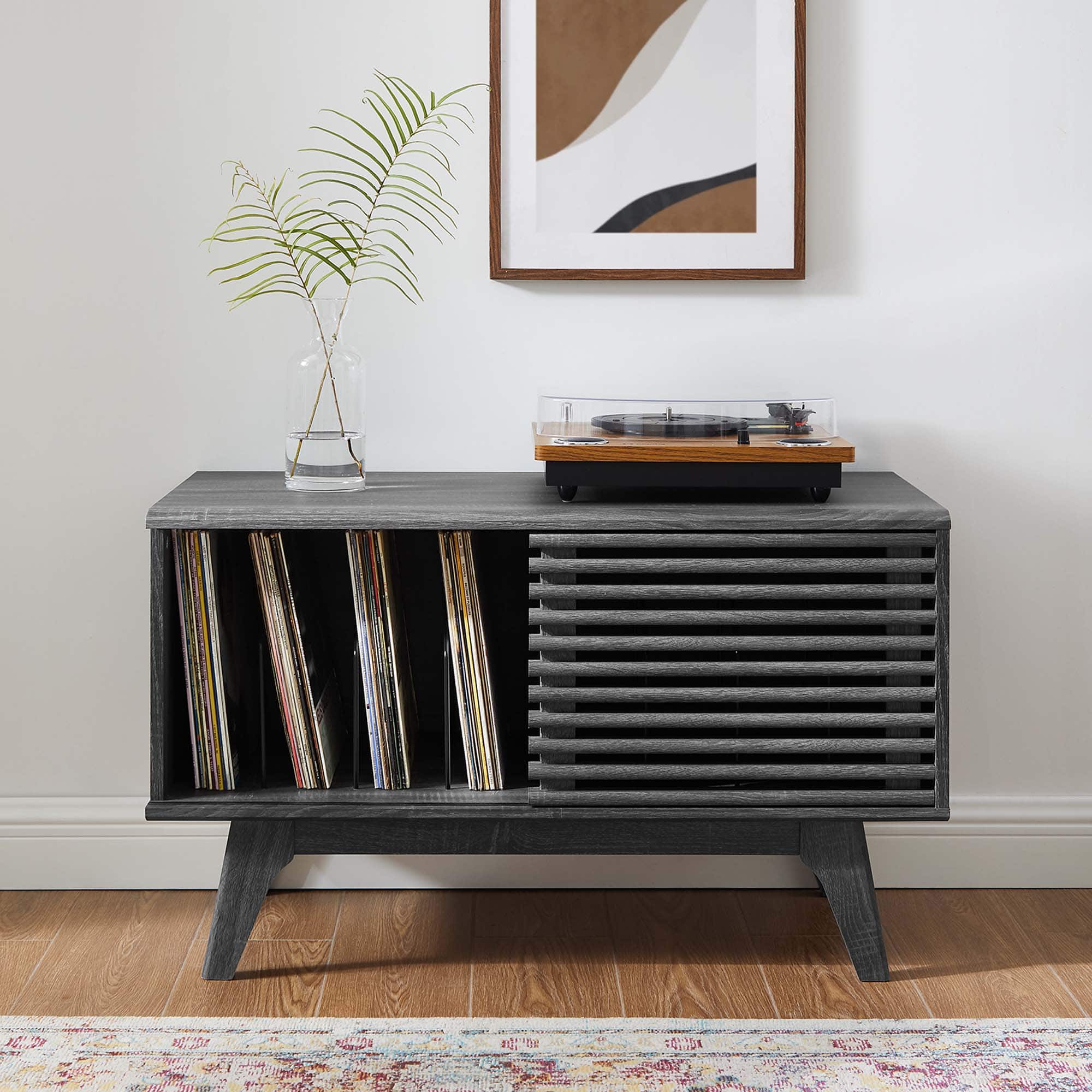 Front. Modway - Render Vinyl Record Display Stand by Modway - Charcoal.