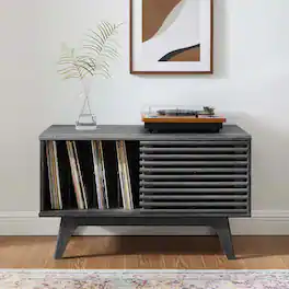 Render Vinyl Record Display Stand by Modway - Charcoal