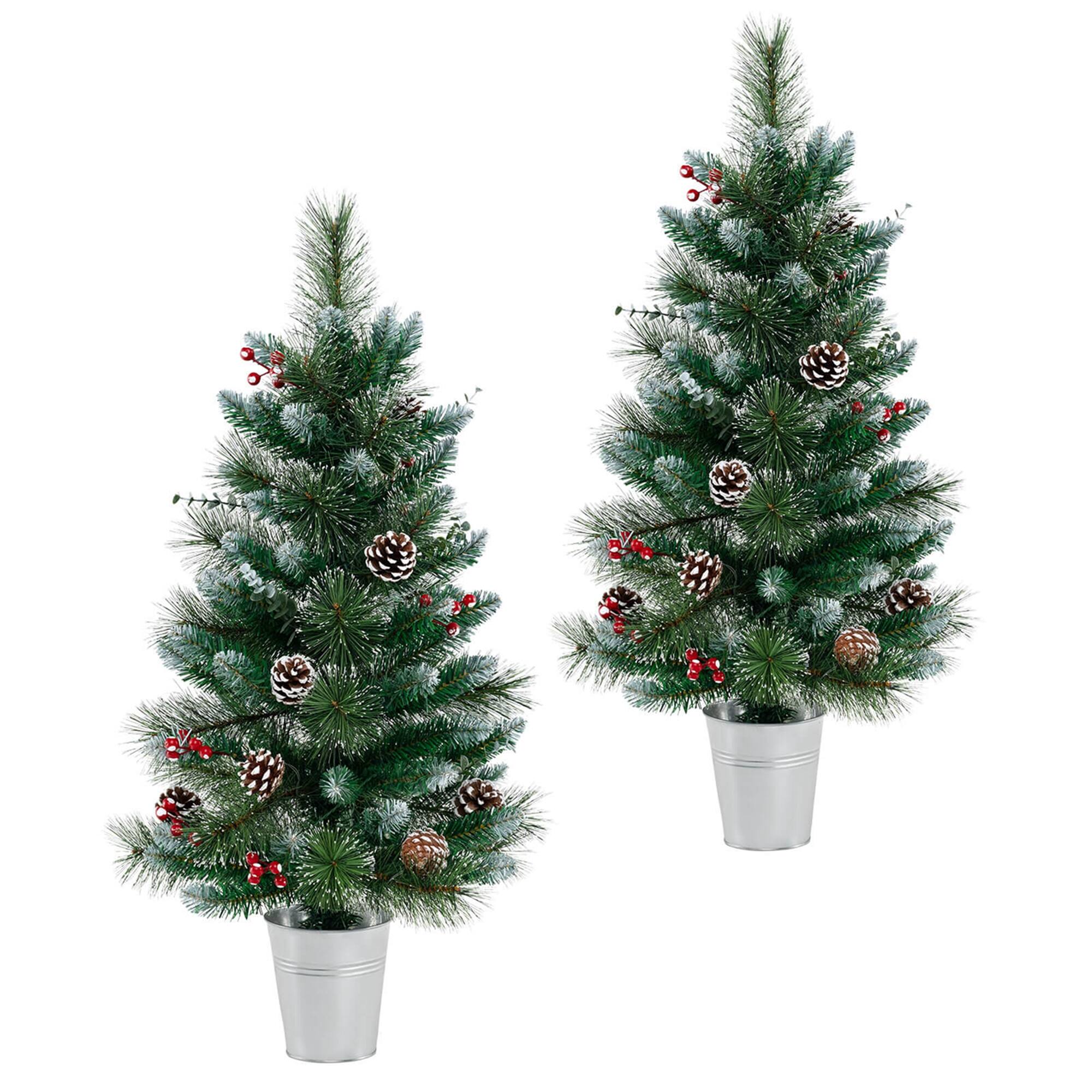 Alt View 9. Costway - Costway 2 PCS 3 FT Artificial Xmas Tree with 81 Branch Tips Eucalyptus Leaves Pine Needles - Green & White.