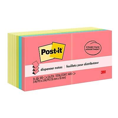 COMBO PACK ASSORTIMENT  
Post-it  
dispenser notes | feuilles pour distributeur  
16 x 100 EA/CH. TOTAL/CONT. 1400  
3 IN x 3 IN (76 mm x 76 mm)  
3M
