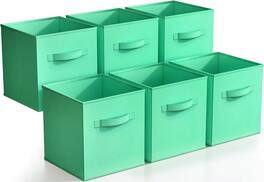 Sorbus - Foldable Storage Cubes - 6 Fabric Baskets for Organizing Pantry, Closet, Shelf, Nursery, Playroom, Toy Box, Cubby - Teal