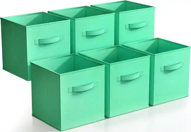 Front. Sorbus - Sorbus Foldable Storage Cubes - 6 Fabric Baskets for Organizing Pantry, Closet, Shelf, Nursery, Playroom, Toy Box, Cubby - Teal.