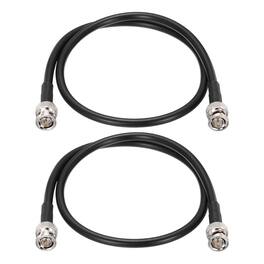 Unique Bargains - 12G-SDI BNC M/M 75 Ohm RG6 Coaxial Jumper Cable for Camera Surveillance, Supports HD-SDI/3G-SDI/6G-4K/8K, 2pcs - Black