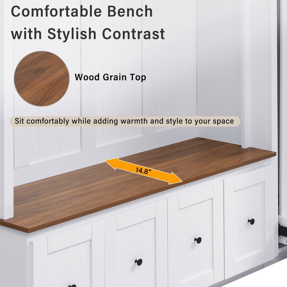 Comfortable Bench with Stylish Contrast  
Wood Grain Top  
Sit comfortably while adding warmth and style to your space  
14.8"