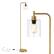 Front. Gymax - Gymax Industrial Floor Lamp w/ Hanging Glass Lampshade and Foot Switch Modern - Gold.
