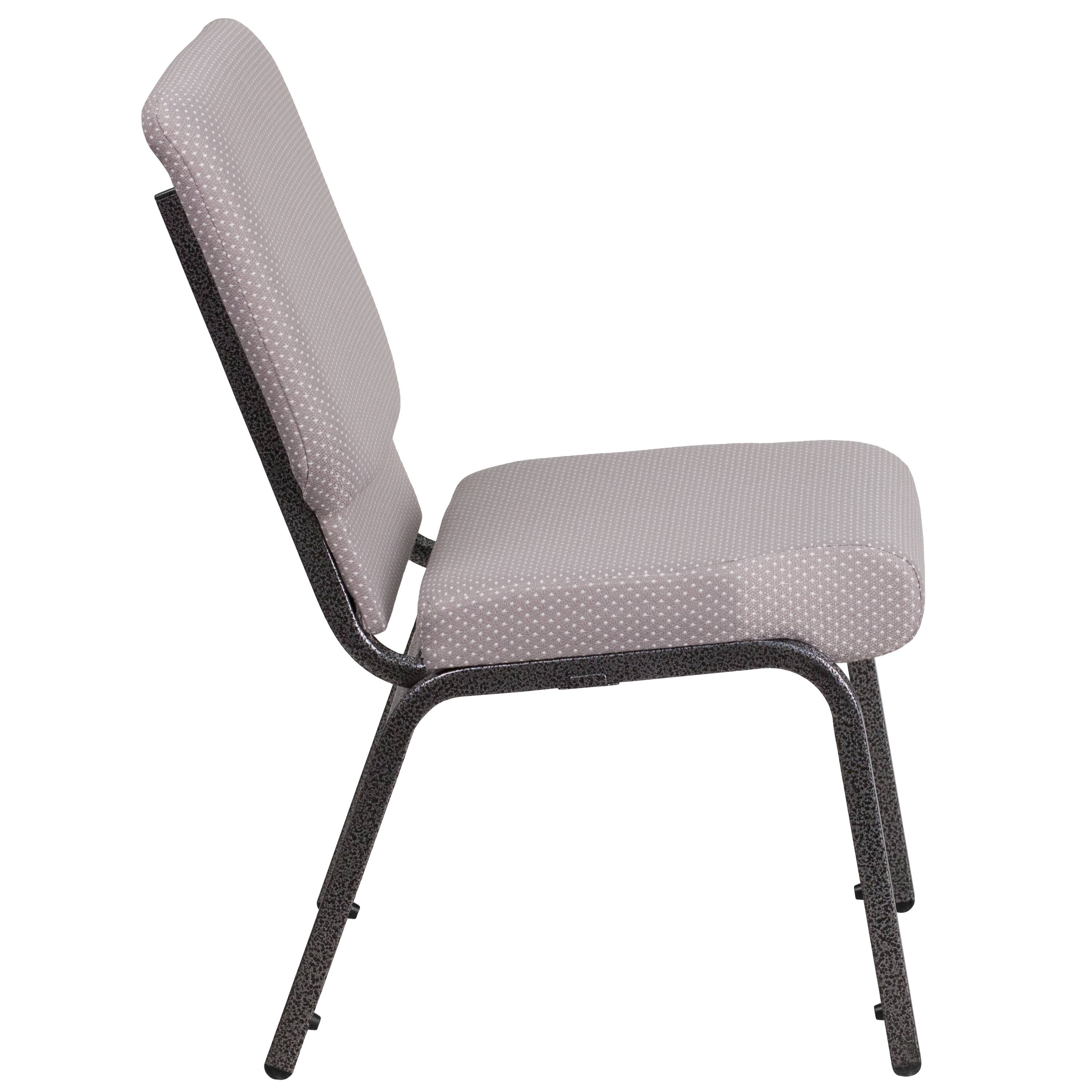 Alt View 3. Emma + Oliver - 18.5"W Stackable Church/Reception Guest Chair - Gray Dot Fabric/Silver Vein Frame.