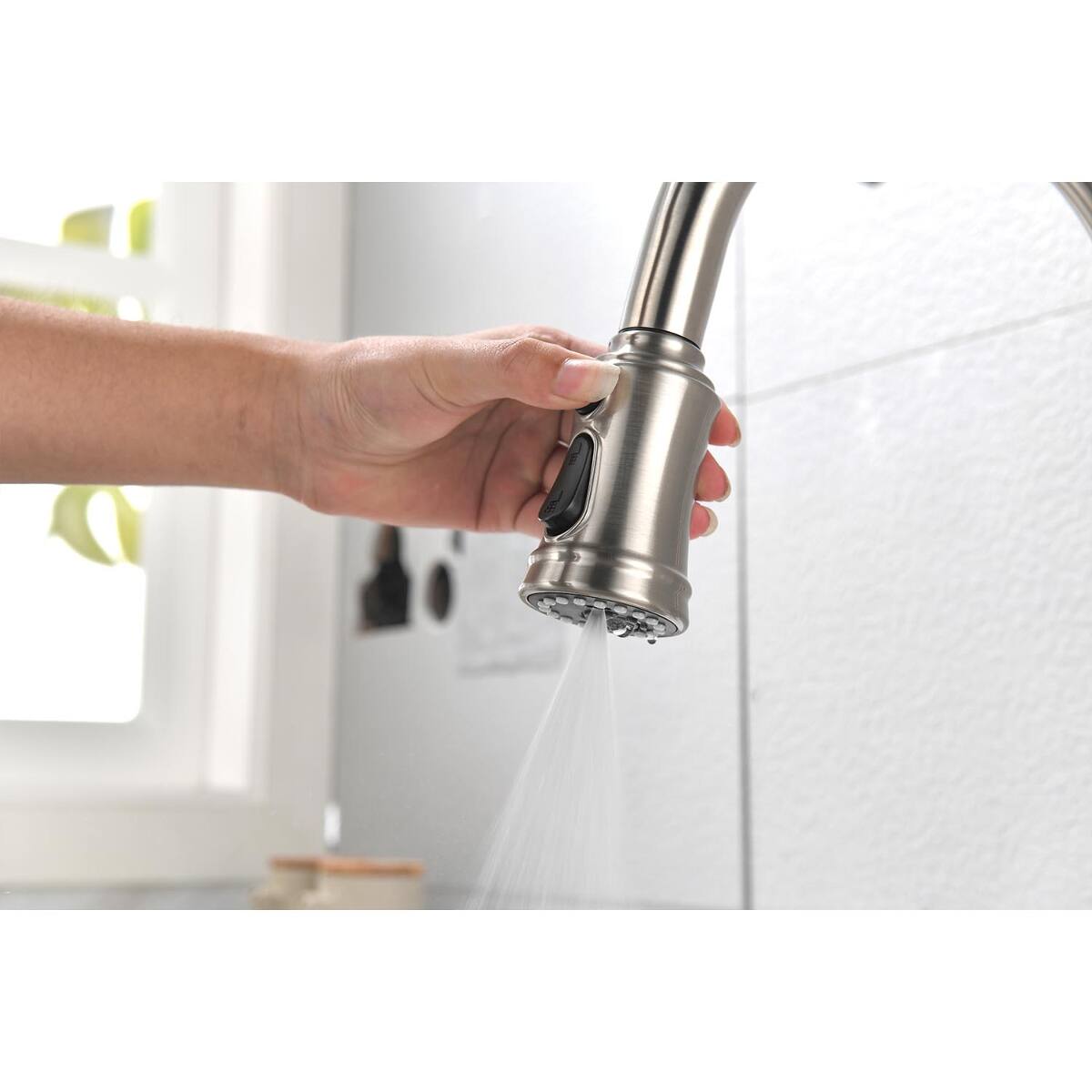Alt View 7. Ropilly - Ropilly Single Handle High Arc Kitchen Faucet with Pull Down Sprayer, Stainless Steel, Brushed Nickel - Brushed Nickel.