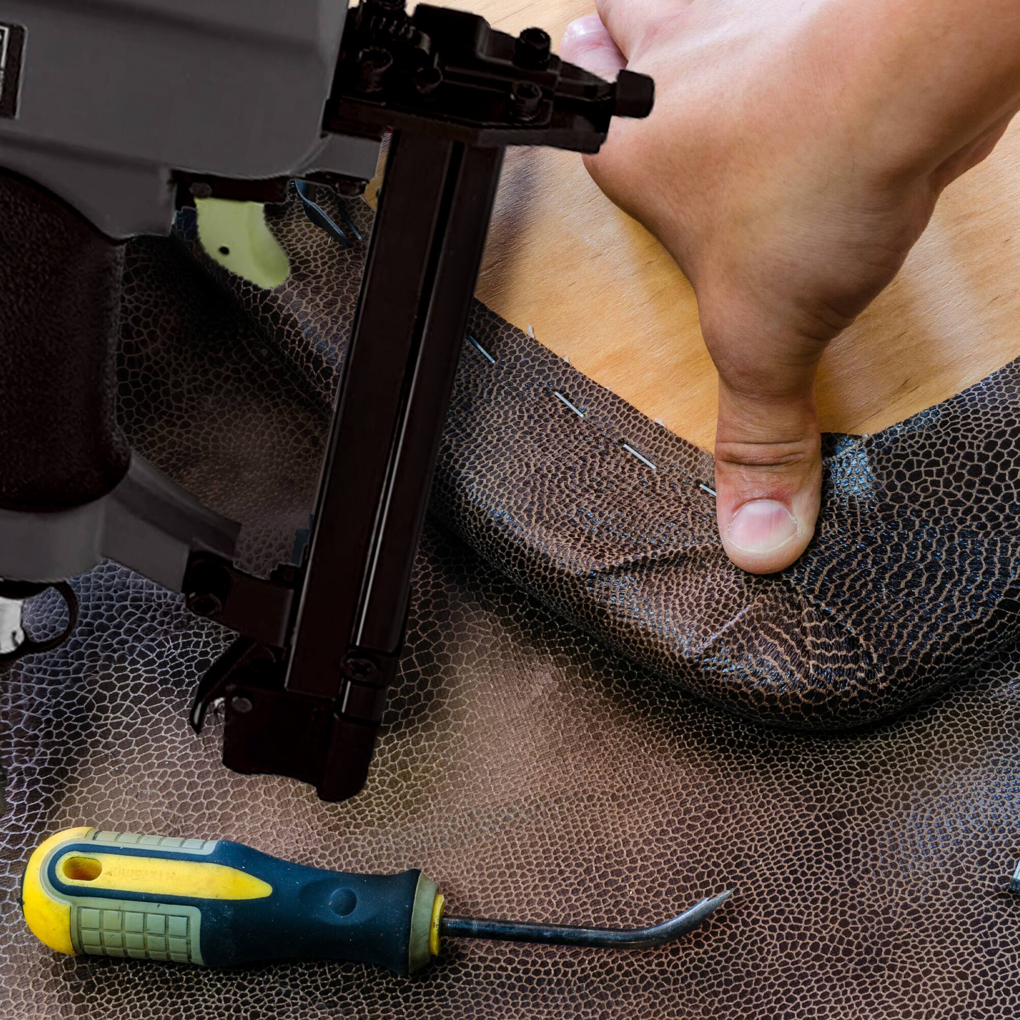 Alt View 2. Master Mechanic - Master Mechanic 20 Gauge Pneumatic Upholstery Stapler Holds Up to 100 Fasteners.