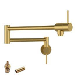 Wall Mount Kitchen Sink Faucet Folding Stretchable with Single Hole Two Handles