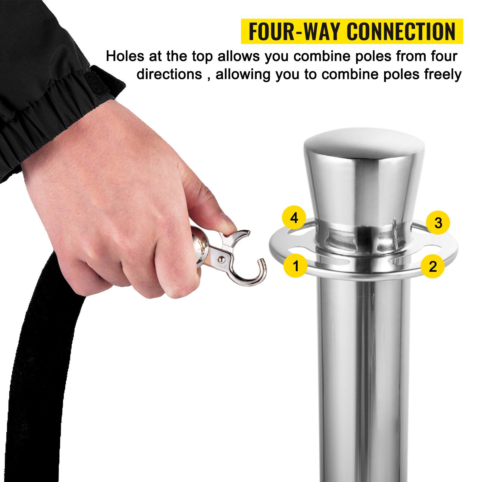 FOUR-WAY CONNECTION

Holes at the top allow you to combine poles from four directions, allowing you to combine poles freely.