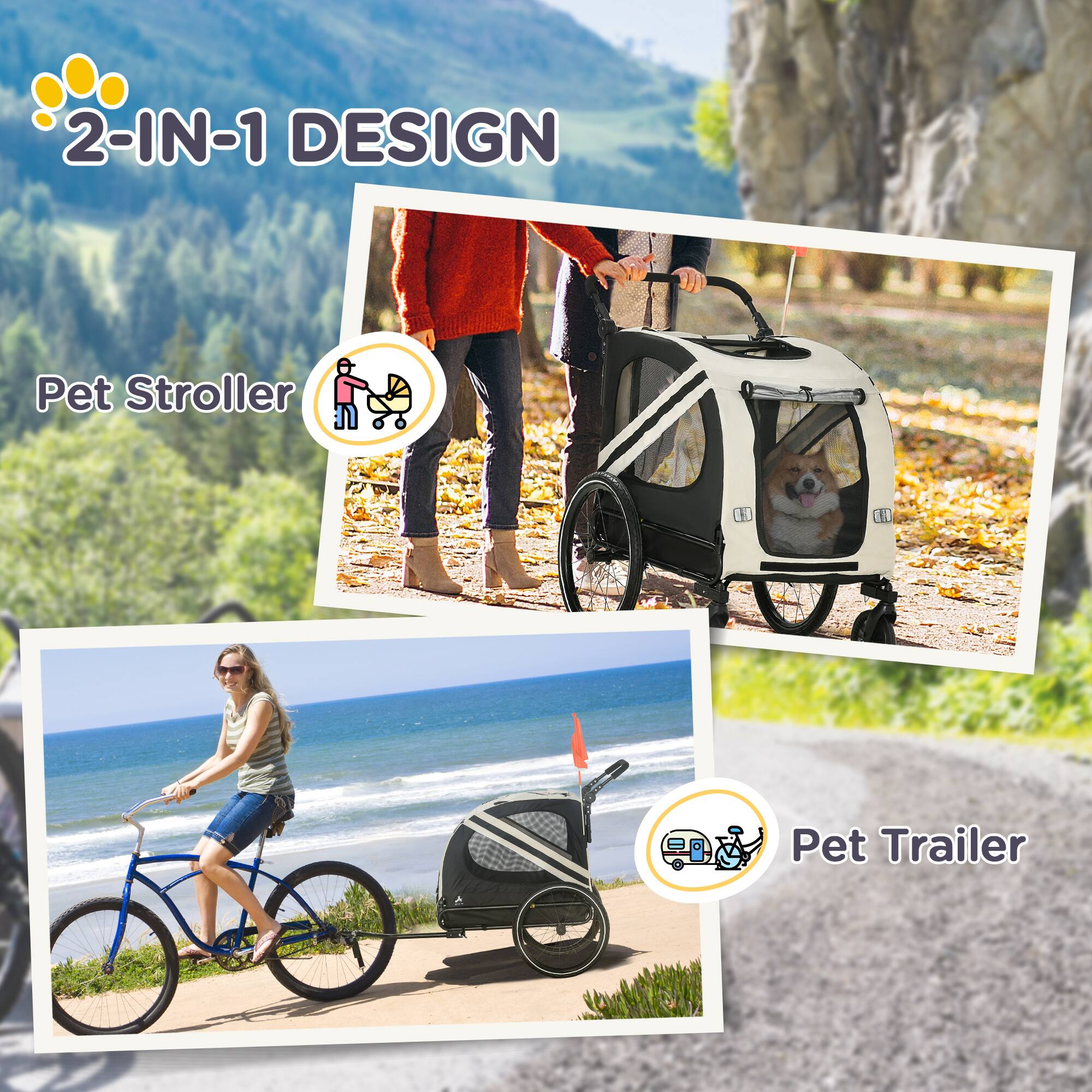 2-IN-1 DESIGN

Pet Stroller

Pet Trailer