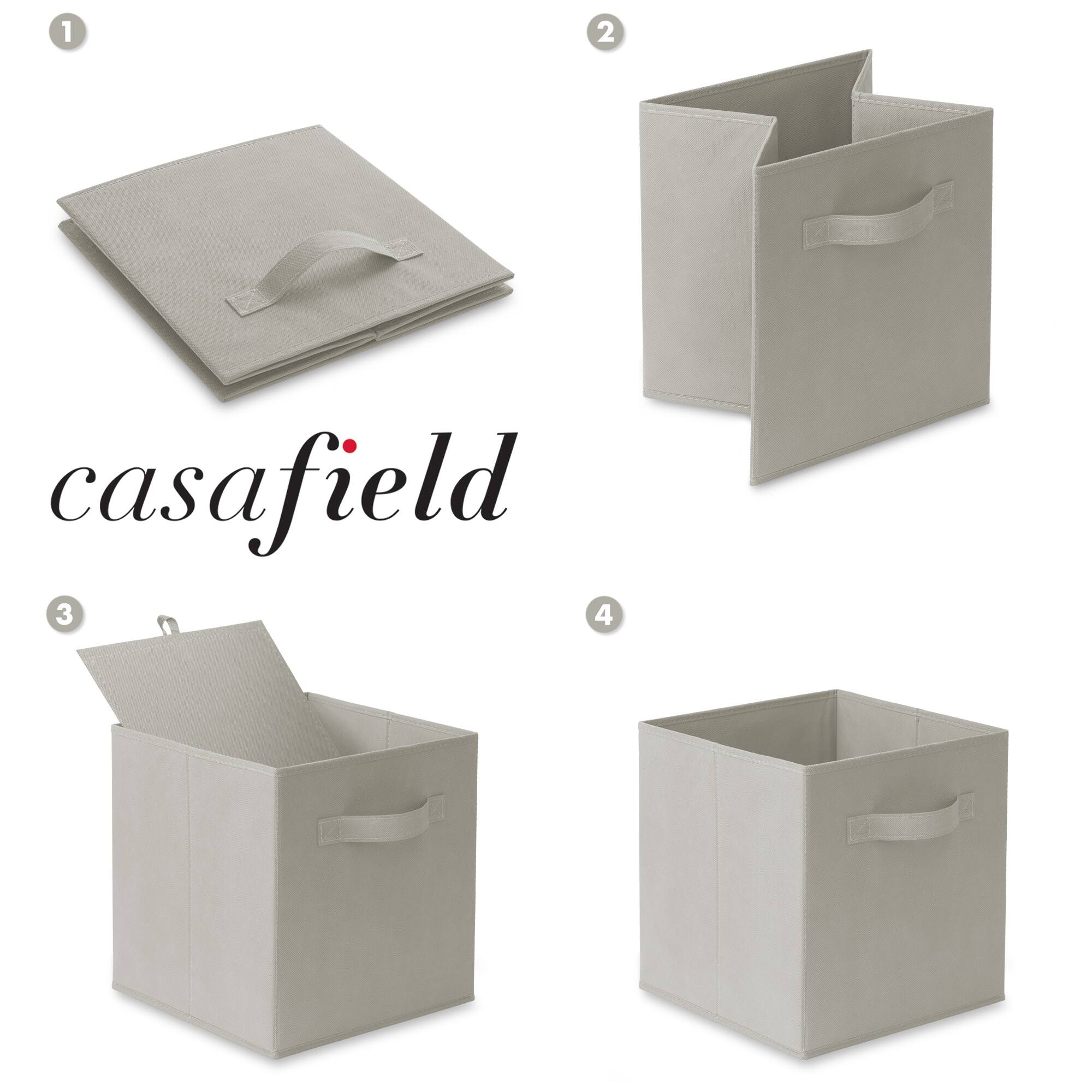 Alt View 5. Casafield - (Set of 6) Collapsible Fabric Cubes - Storage Bins - Light Gray.