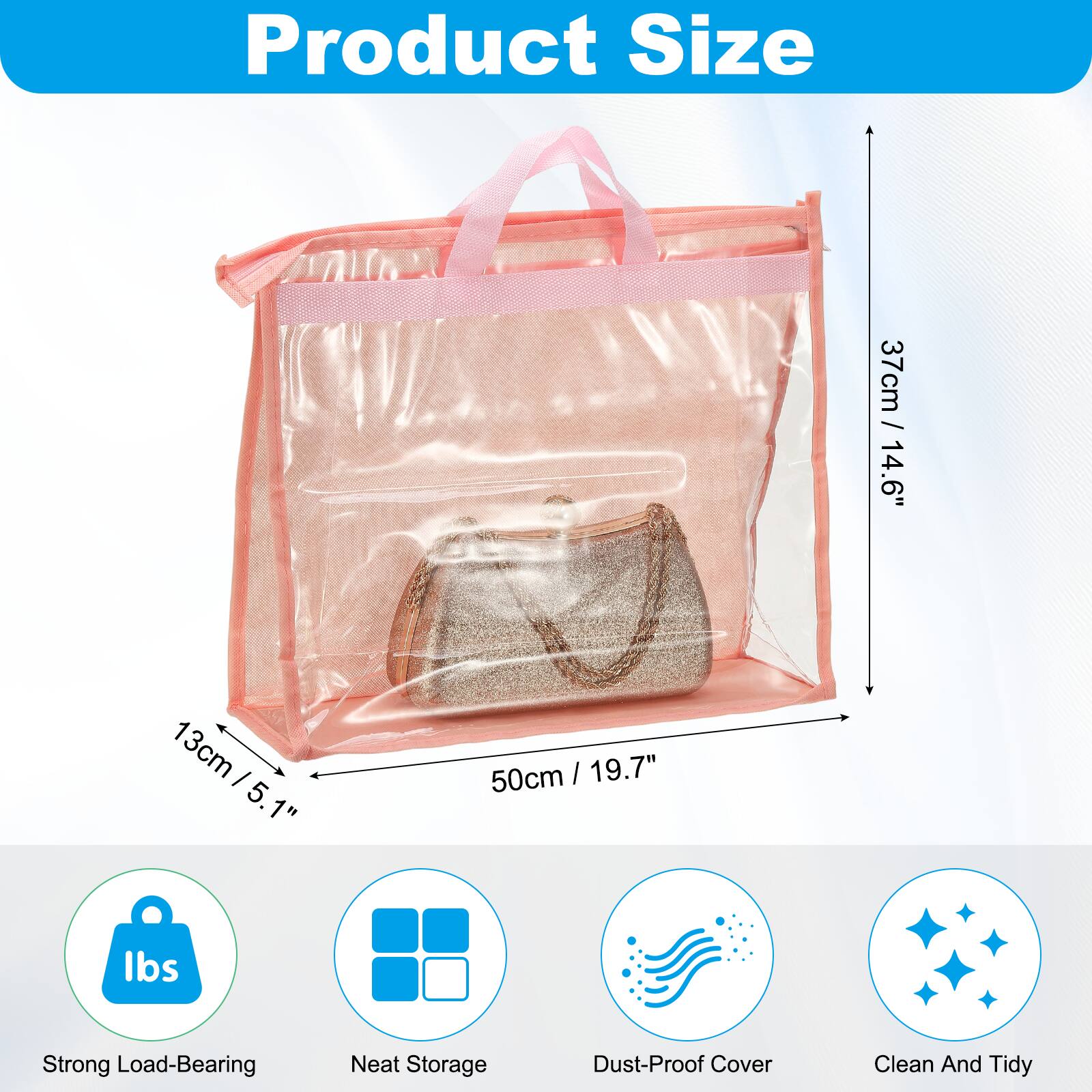 Product Size: 37cm / 14.6" x 13cm / 5.1" x 50cm / 19.7"  
Strong Load-Bearing  
Neat Storage  
Dust-Proof Cover  
Clean And Tidy