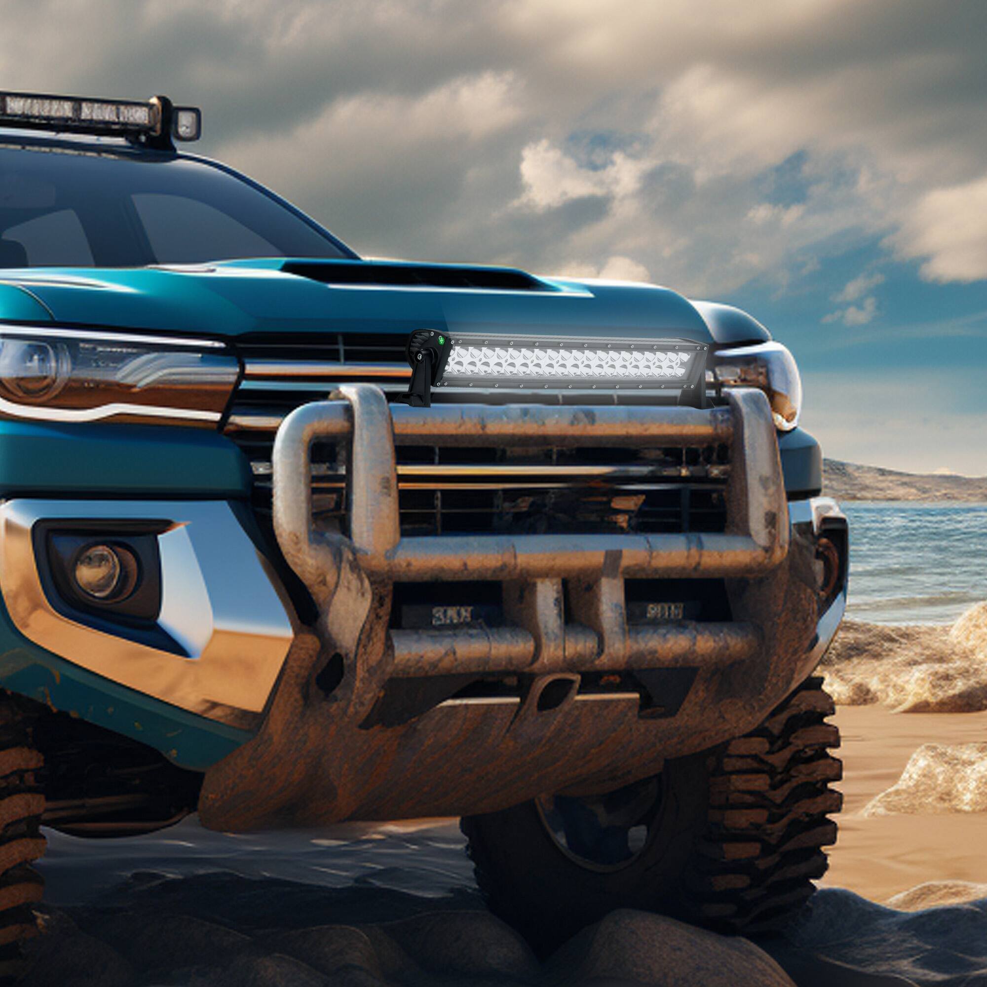 Alt View 3. Pilot Automotive - Pilot Automotive 21.5 Inch Waterproof Dual Row Light Bar with Aluminum Housing - Black.