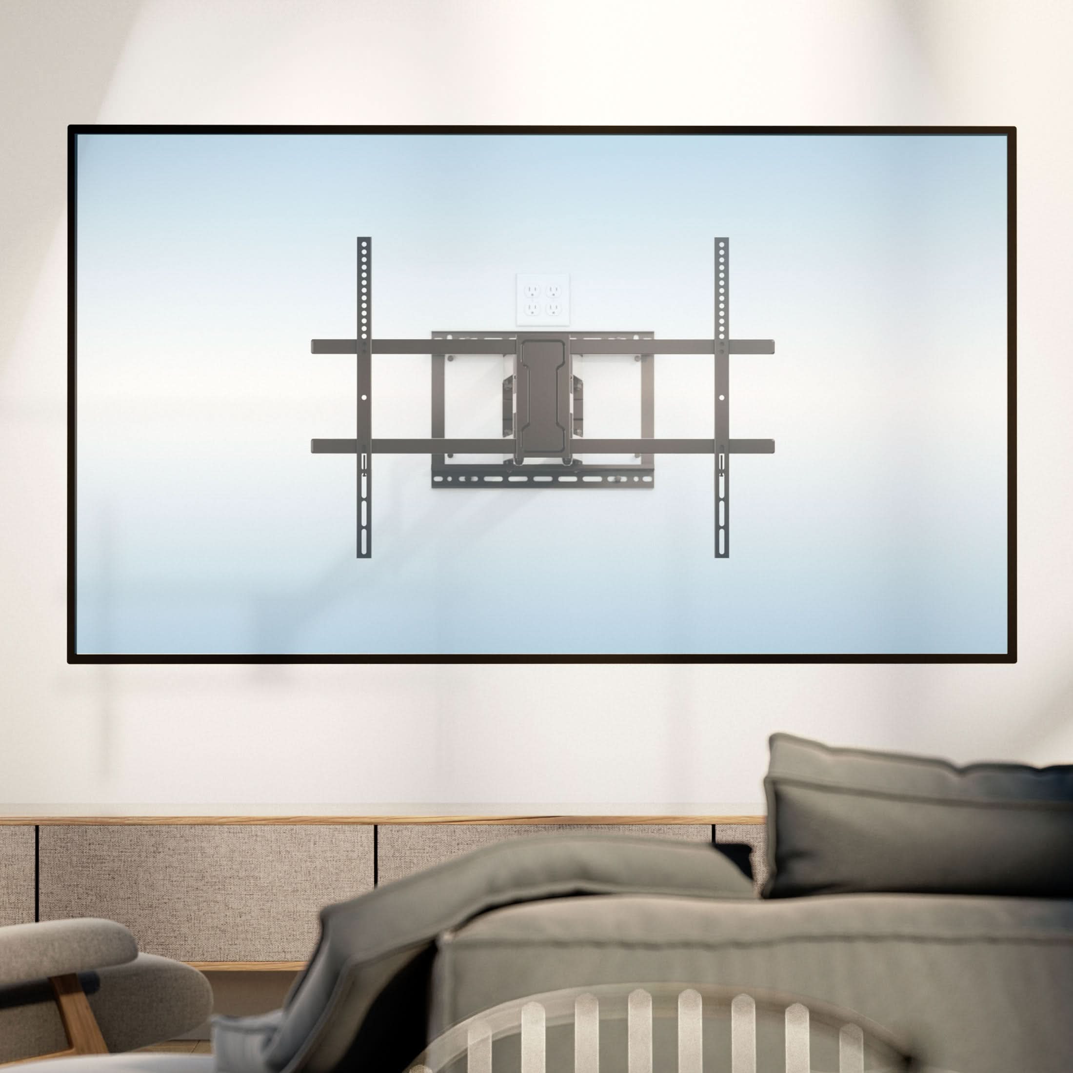 Alt View 5. Mount-It! - Full Motion TV Wall Mount with Extra Long Extension for 43″ – 100″ TVs, Full Motion Articulating Bracket, Black - Black.