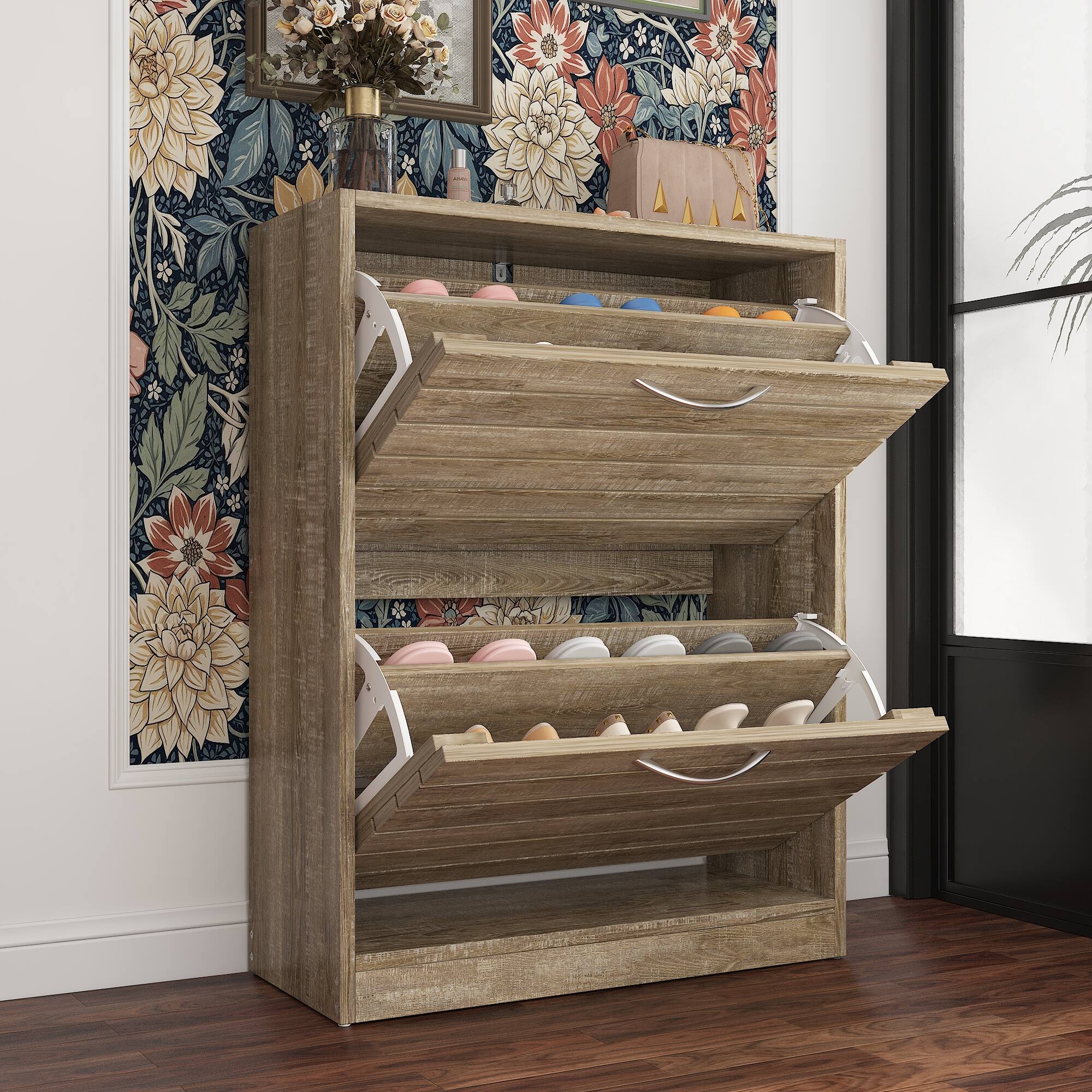 Alt View 10. Famapy - Famapy Shoe Cabinet Flip - Down Desigh Shoe Racks Rustic Charm, Smart Storage - Wooden.