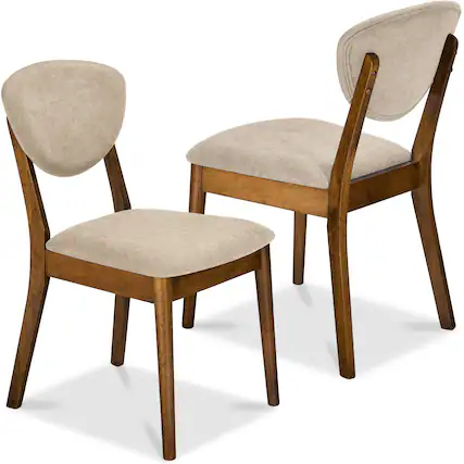 Front. Best Choice Products - Best Choice Products 2-Piece Mid-Century Modern Wood & Upholstered Dining Chair Set - Walnut/Oatmeal - Walnut/Oatmeal.