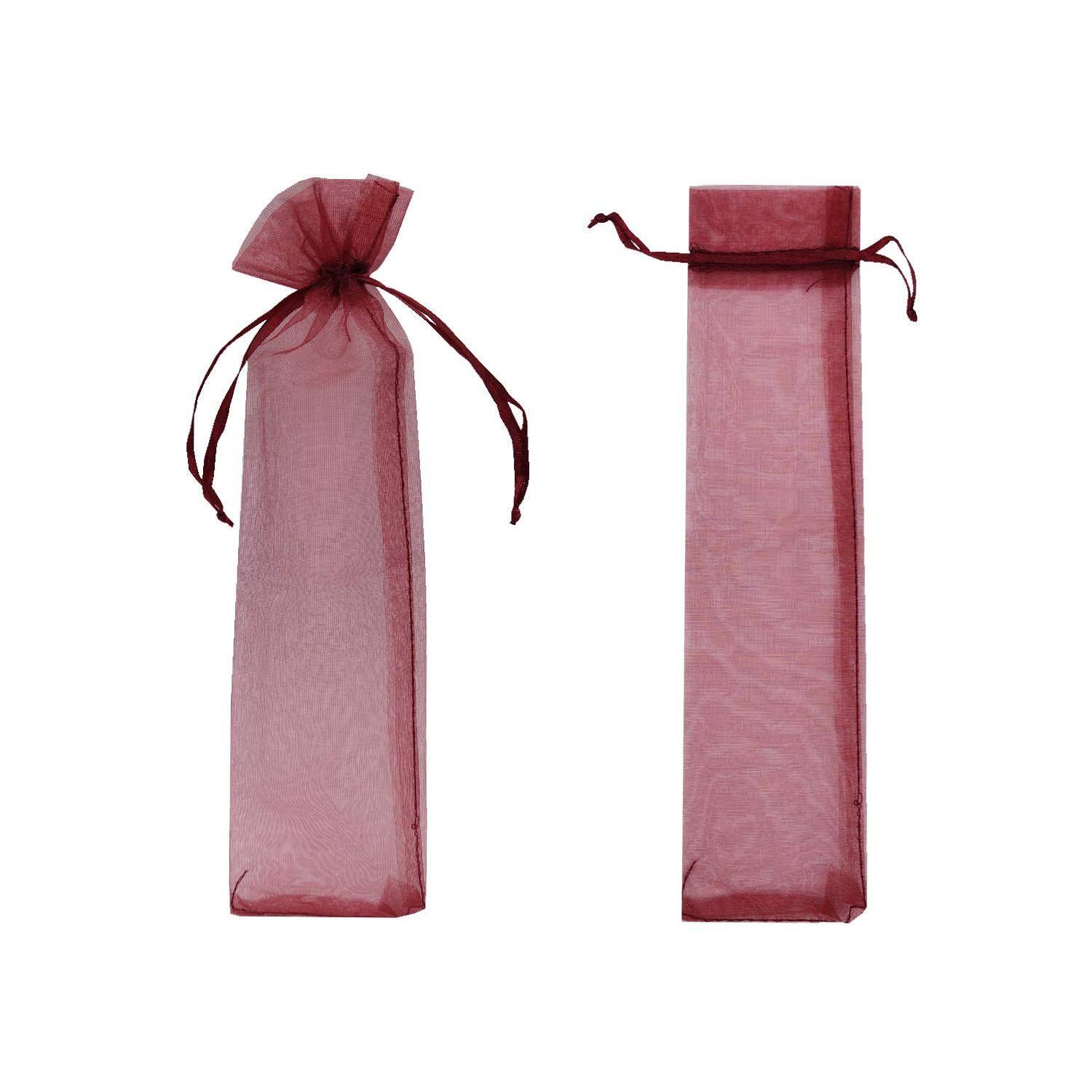 Alt View 4. Paradigms Interiors - Sheer Fan Organza Bags 2 6 Inch Folding Gift Bag Pouch With Drawstring Silk Pouches For Hand Fans wine Red - white.