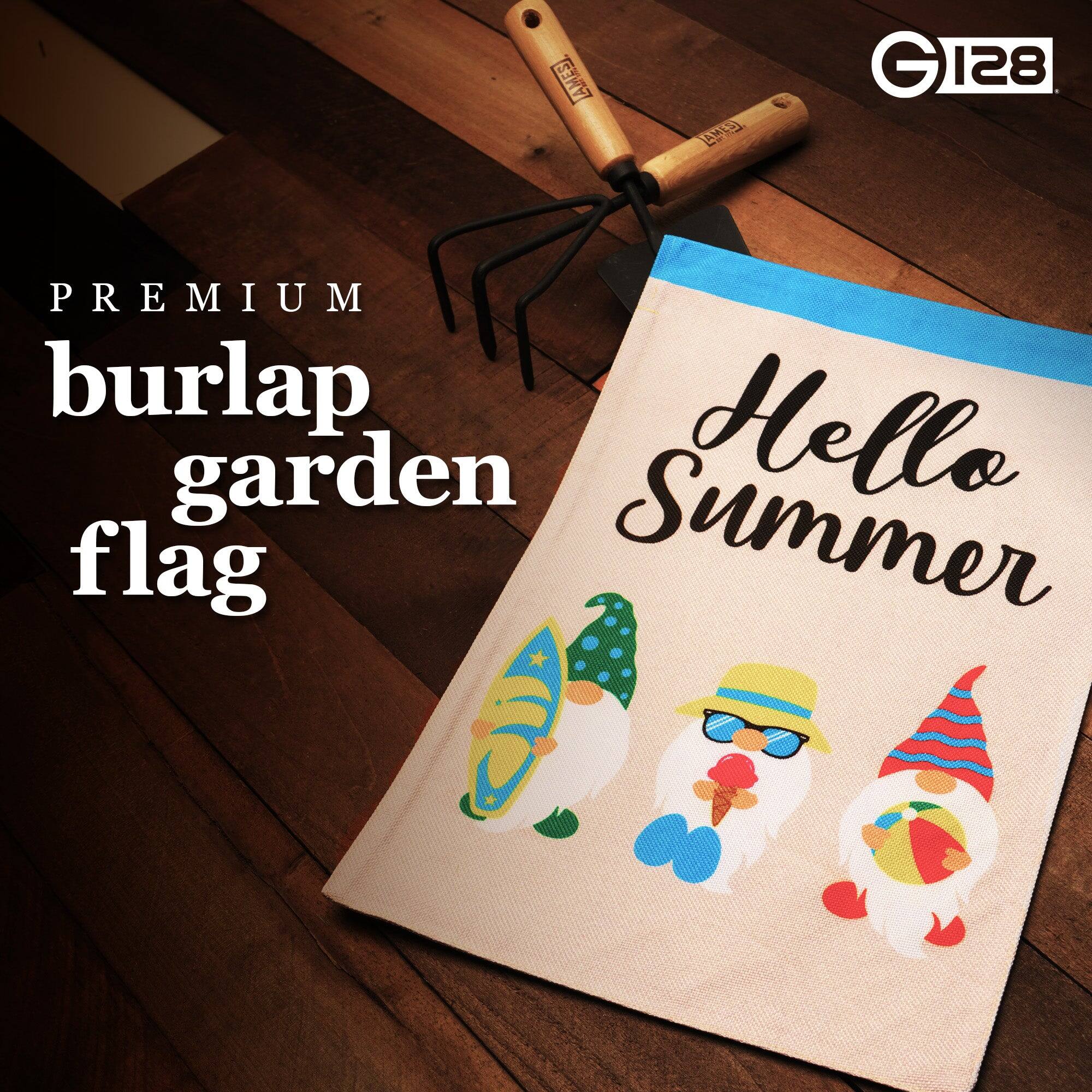 AMES (GI28) PREMIUM burlap garden flag  
Hello Summer
