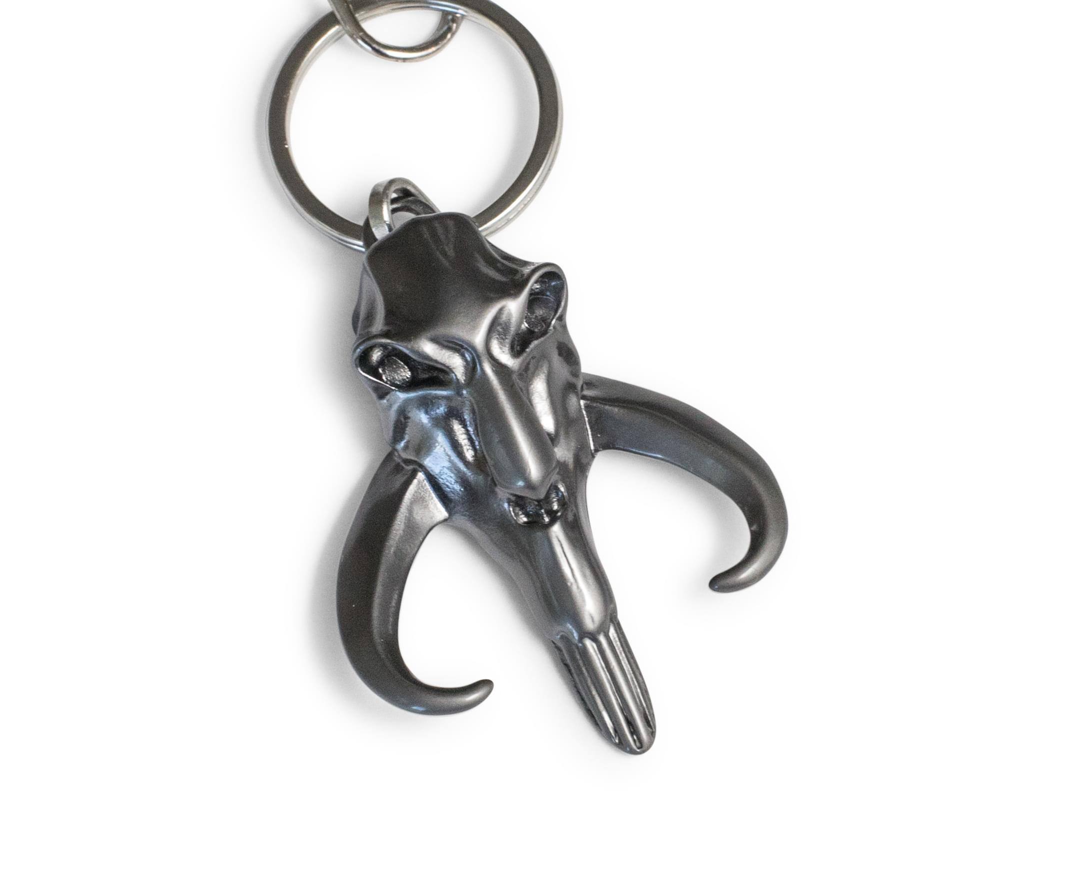 Alt View 10. SalesOne LLC - Star Wars Mandalorian Mythosaur Logo 3D Flat Back Heavy Duty Metal Car Keychain - Silver.
