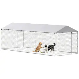 PULUZ - 20' x 7.5' x 6.5' Dog Kennel Outdoor for Small Medium Large Dogs with Waterproof Roof