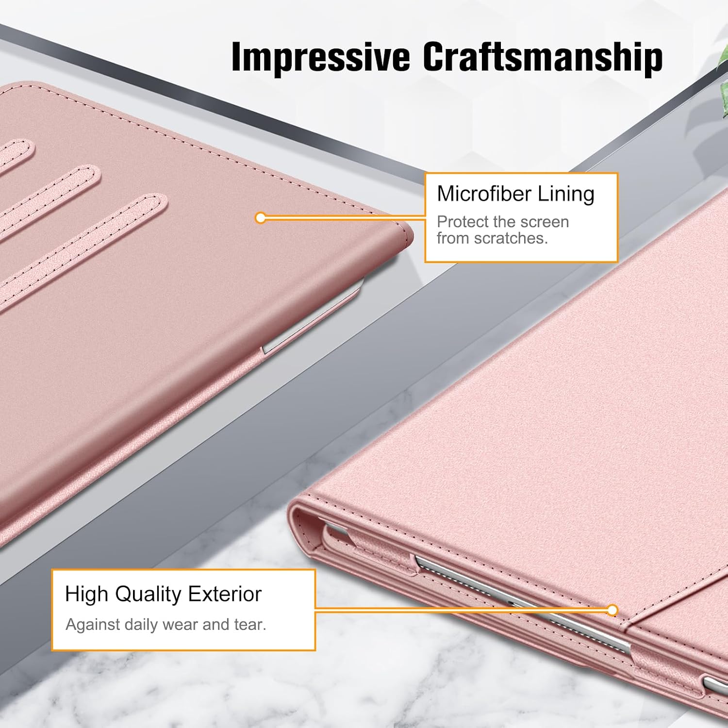 Impressive Craftsmanship

Microfiber Lining
Protect the screen from scratches.

High Quality Exterior
Against daily wear and tear.